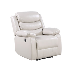 English Elm Eilbra Beige Faux Leather Power Motion Recliner with Pocket Coil Seat, Pillow-Top Arms, 220lb Capacity B2726P277896