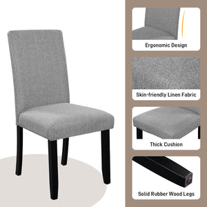 English Elm 5-Piece Round Dining Set with 43" Modern MDF Table and 4 Upholstered Fabric Chairs for Compact Spaces White+gray N752S001055E