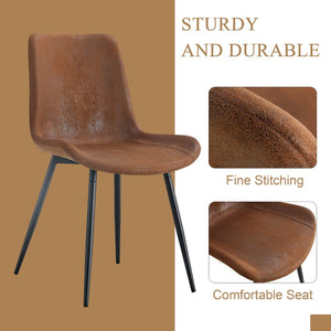 English Elm Table and Chair Set Wood Grain Mdf Top Six Seat Dining with Brown Suede Upholstered Chairs W1151S01954
