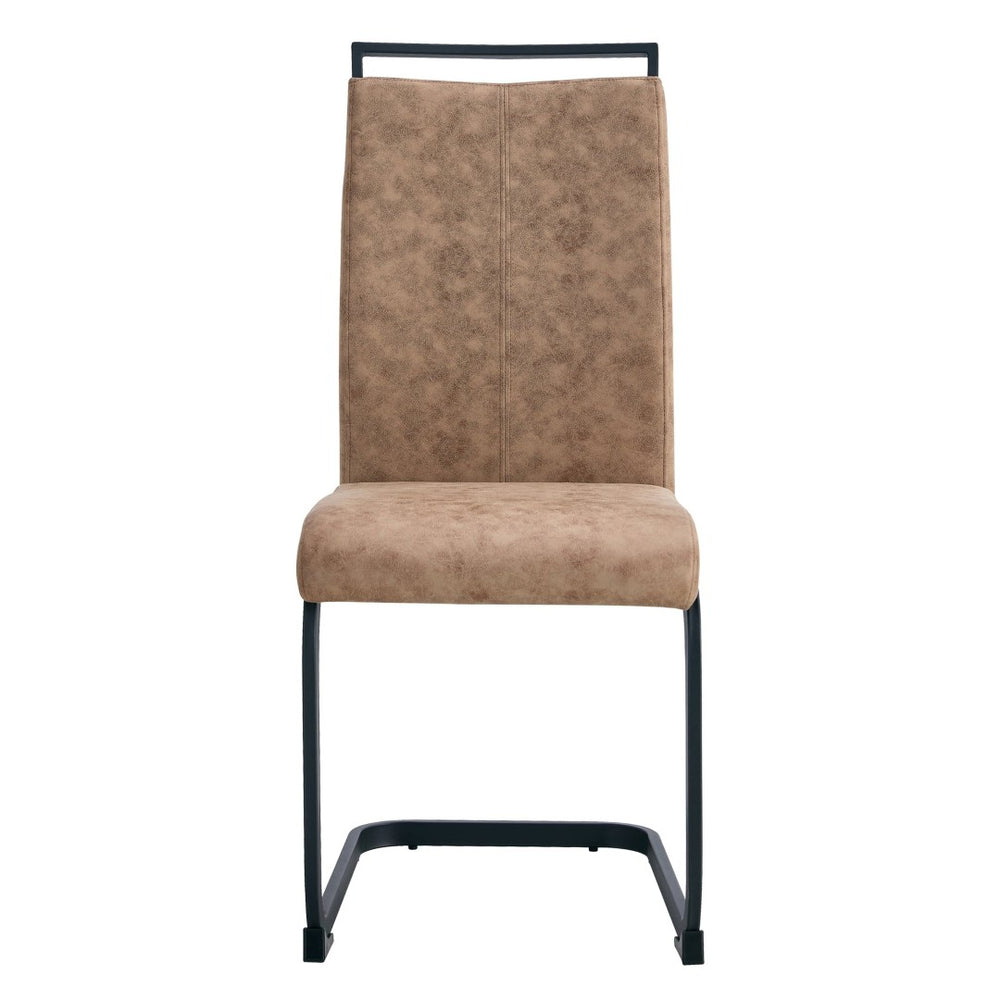 English Elm Table Modern Minimalist 5-Piece Dining Set - 42" Round Gray Mdf Table & 4 Brown Fabric Chairs W1151S03022-GIGA