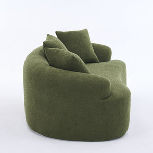 English Elm LY-025S Curved Loveseat Sofa Compact 65" chenille upholstery, 30D foam with spring core, 300lb capacity, 3 pillows, apartment-friendly Antique Green,Green W2231P292604