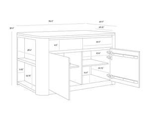 Sunpan ROMILLY Kitchen Island with White Marble Top - Elegant 62" Oak Base & Smart Storage Solution 112362