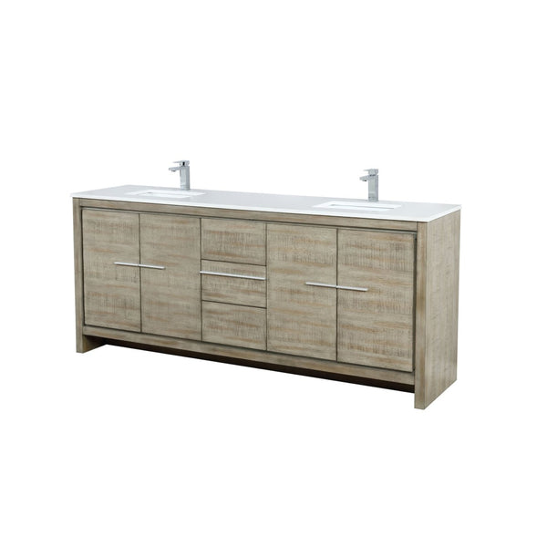 English Elm Rustic Acacia Double Bath Vanity With White Quartz Top & Chrome Faucet - Stylish Storage & Durability B2731P259231-GIGA