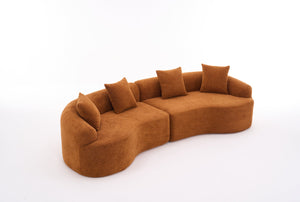 English Elm Compression Compression Sponge Sofa Curved Modular Sectional with 30D High-Density Chenille Sleeper for Cozy Apartment Living Room Comfort and Safe Rounded Design Orange W2231S00015