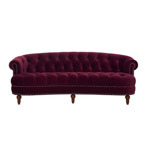 English Elm La Rosa Victorian Chesterfield Sofa Tufted Velvet with Nailhead Trim Formal Seating Burgundy B2719P238186