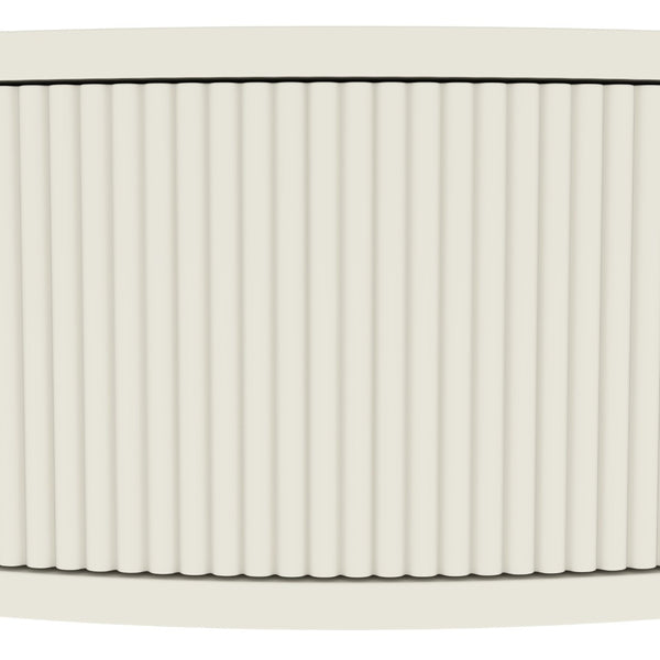 English Elm Artisan-crafted Demi-lune Console Sculptural Wave Drawers Vanilla Lacquer Hallway Accent Cream White W2557P329370
