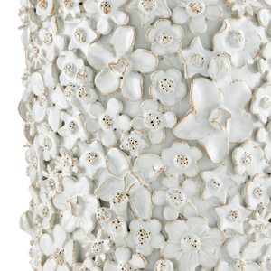 Jessamine Decorative White Cachepot - Artisan-Crafted Floral Design for Indoor Plant Display