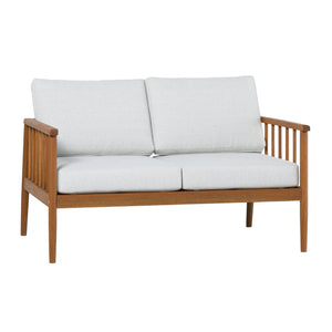 English Elm Walker Edison - Contemporary Eucalyptus Wood Patio Loveseat with Cushions, Rot-Resistant, Minimalist Spindle Design, Brown B185P169178