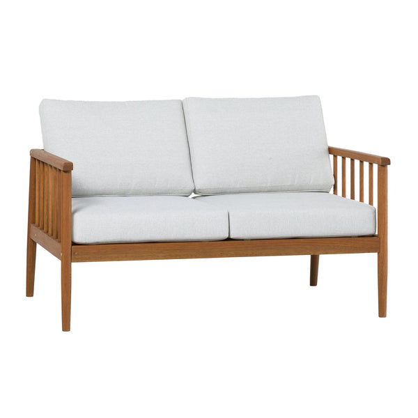 English Elm Walker Edison - Contemporary Eucalyptus Wood Patio Loveseat with Cushions, Rot-Resistant, Minimalist Spindle Design, Brown B185P169178