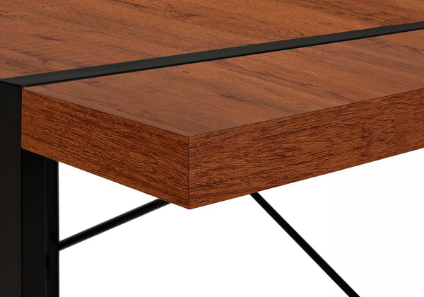 English Elm Computer Desk, Stylish Brown Laminate With Black Metal Legs, Modern Workspace For Home & Office B2710P219878