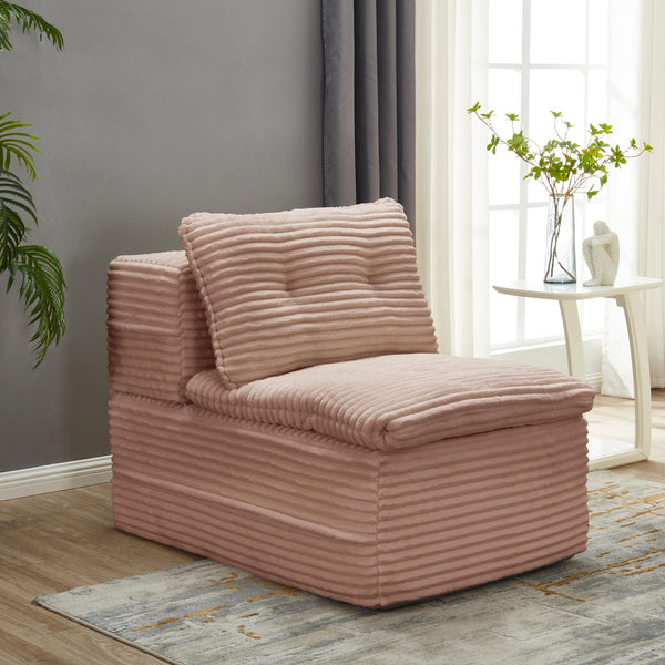 English Elm Multi Functional Sectional Sofa Bed Plush Corduroy Convertible 80" King Sleeper with Chaise, Deep Fluff Pink W3219P339466