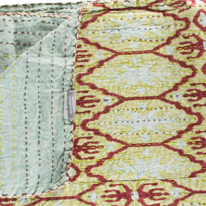 HomeRoots 50" Cozy Kantha Floral Throw Blanket - Artfully Handcrafted, Lightweight, Embroidered Design for Comfort Cotton - 50"x70" Sky Blue / Burgundy / Yellow 328236