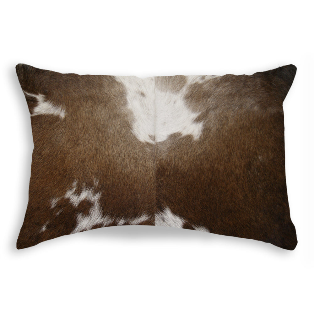Homeroots 12" X 20" Chocolate Cowhide Throw Pillow   328242