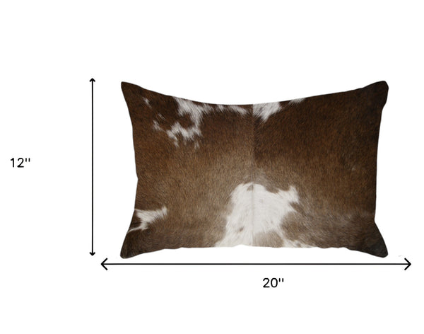 Homeroots 12" X 20" Chocolate Cowhide Throw Pillow   328242