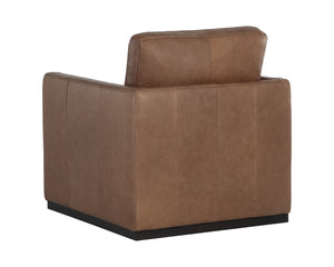 Sunpan Portman Swivel Lounge Chair - Modern Design with 360-Degree Comfort and Stylish Track Arms Marseille Camel Leather