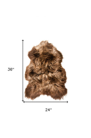 HomeRoots 2' X 3' Genuine Sheepskin Shag Area Rug in Light Brown Animal Print - Cozy, Stylish Accent Piece 328289