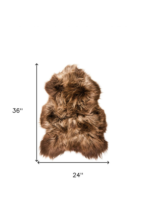 HomeRoots 2' X 3' Genuine Sheepskin Shag Area Rug in Light Brown Animal Print - Cozy, Stylish Accent Piece 328289