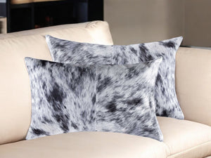 Homeroots Set Of Two 12" X 20" Black And White Cowhide Throw Pillow Salt,Pepper Black,White  328291