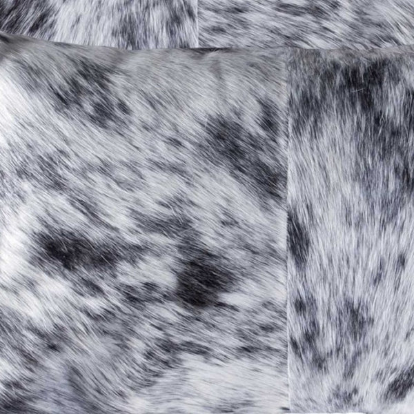 HomeRoots Set of Two Luxurious Cowhide Lumbar Throw Pillows for Elegant Home Décor and Comfort Salt/Pepper Black/White 328291