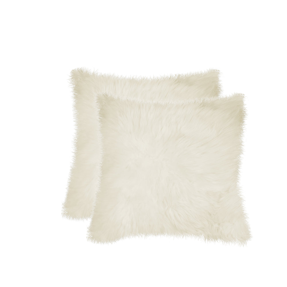 Homeroots Set Of Two 18" Natural Sheepskin Throw Pillows   328292