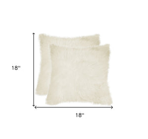 Homeroots Set Of Two 18" Natural Sheepskin Throw Pillows   328292