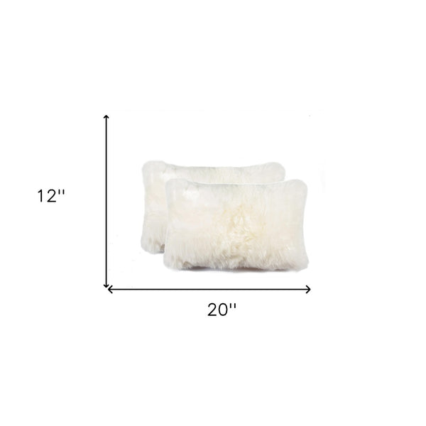 HomeRoots Set of Two Natural Cowhide Throw Pillows - Rustic Luxury with Soft Cotton Fill for Stylish Comfort 328293