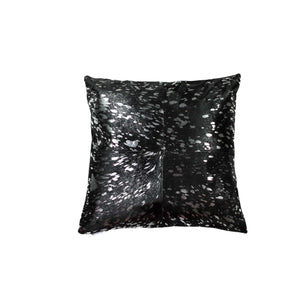 Homeroots Set Of Two 18" Black And Silver Cowhide Throw Pillow   328294