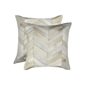 HomeRoots Set of Two Luxurious Natural Cowhide Throw Pillows for Rustic-Chic Home Decor & Comfort 328295