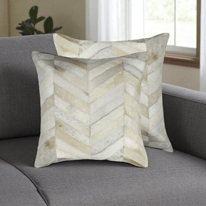 HomeRoots Set of Two Luxurious Natural Cowhide Throw Pillows for Rustic-Chic Home Decor & Comfort 328295