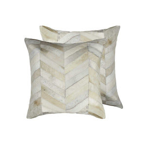 HomeRoots Set of Two Luxurious Natural Cowhide Throw Pillows for Rustic-Chic Home Decor & Comfort 328295
