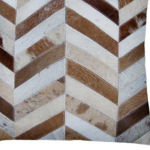 Homeroots Set Of Two Natural And Brown Chevron Cowhide Throw Pillows   328296