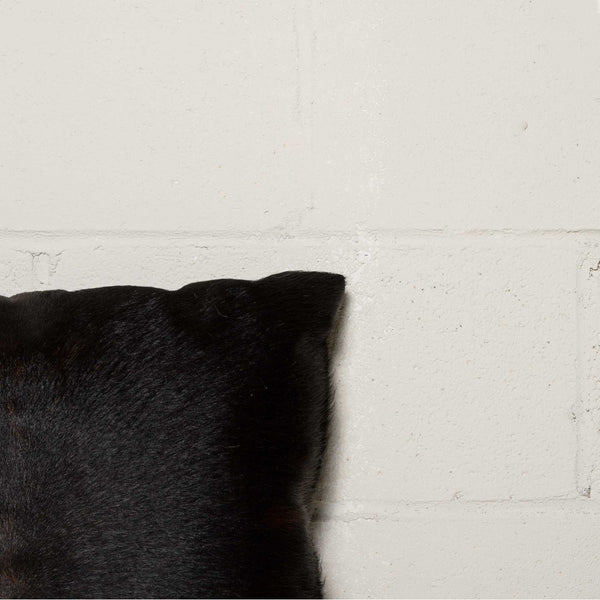 Homeroots Set Of Two 18" Black Cowhide Throw Pillow   328298