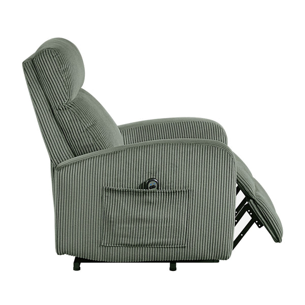 English Elm Contemporary Power Lift Chair Recliner with Plush Corduroy, Foam-Over-Coil Support & Side Pocket Green 31 L x 29 W x 24 H B011P395831