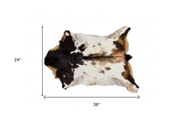 HomeRoots 2' X 3' Luxurious Calfskin Area Rug - Handcrafted Elegance for Modern Spaces, Naturally Stain-Resistant Zebu 328300