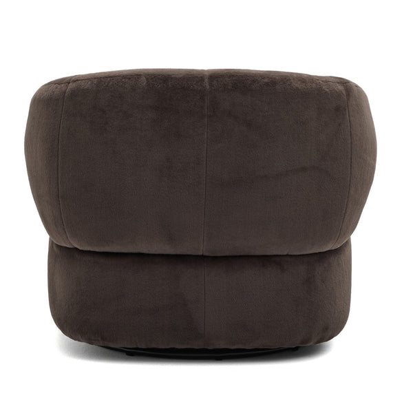 English Elm Plush Barrel Swivel Accent Chair Velvet Upholstered 360 Degree Base Living Room Black,Dark Brown N776P403621M