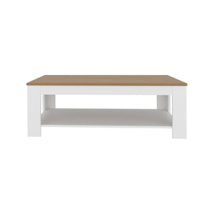 English Elm Wenge Two-tone Oak Rectangular Coffee Table with Open Shelf for Modern Living Rooms B062P476878