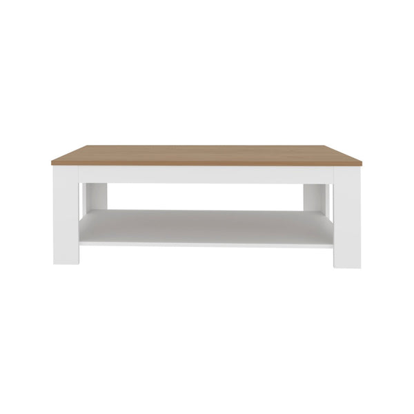 English Elm Wenge Two-tone Oak Rectangular Coffee Table with Open Shelf for Modern Living Rooms B062P476878