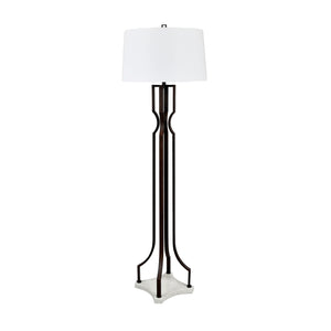 Crestview Collection 67.75"H Aged Bronze Metal & Marble Floor Lamp With Linen Shade - Elegant Industrial Design   Cvazer188