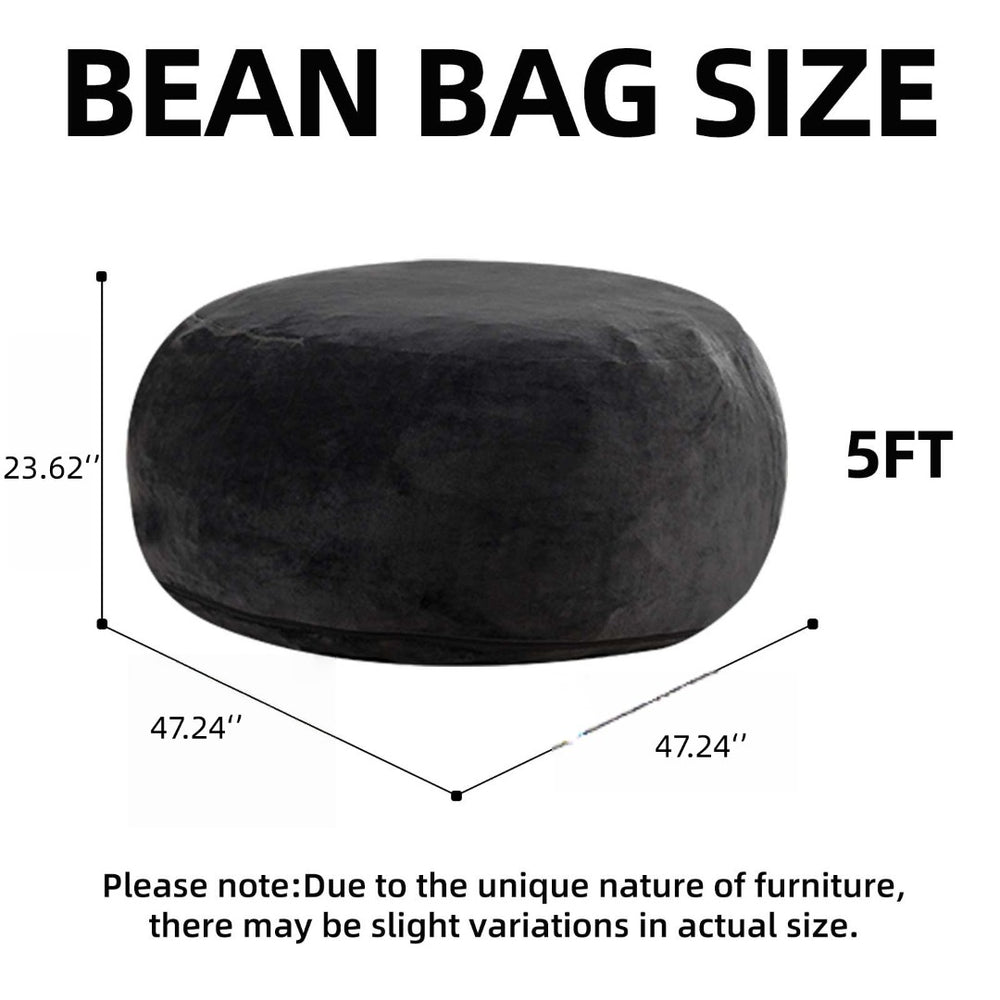 English Elm 5ft Round Memory Foam Bean Bag Soft Flannel Lounge Chair for Bedroom or Dorm W3737P478639