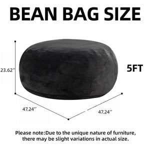 English Elm 5ft Round Memory Foam Bean Bag Soft Flannel Lounge Chair for Bedroom or Dorm W3737P478639