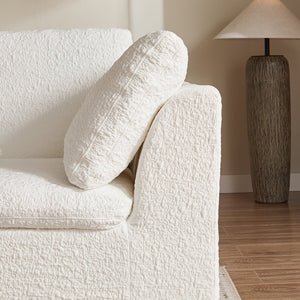 English Elm 110" Cloud Sectional Sofa Modular L-Shape with Ottoman, Chenille Fabric, Deep Seats, 7 Pillows Included White W1359S00017