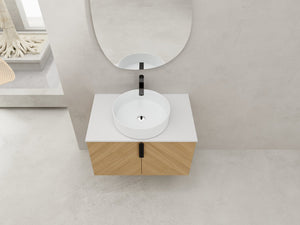 English Elm 30" Elegant Wall-Mounted Bathroom Vanity With Ceramic Sink & Soft-Close Doors For Modern Spaces W999S00443