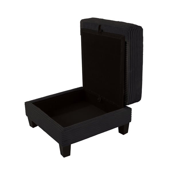 English Elm Contemporary Square Storage Ottoman with Wooden Legs — Modern Multifunctional Accent for Living Rooms Black 32 L x 32 W x 10 H B2741P391809