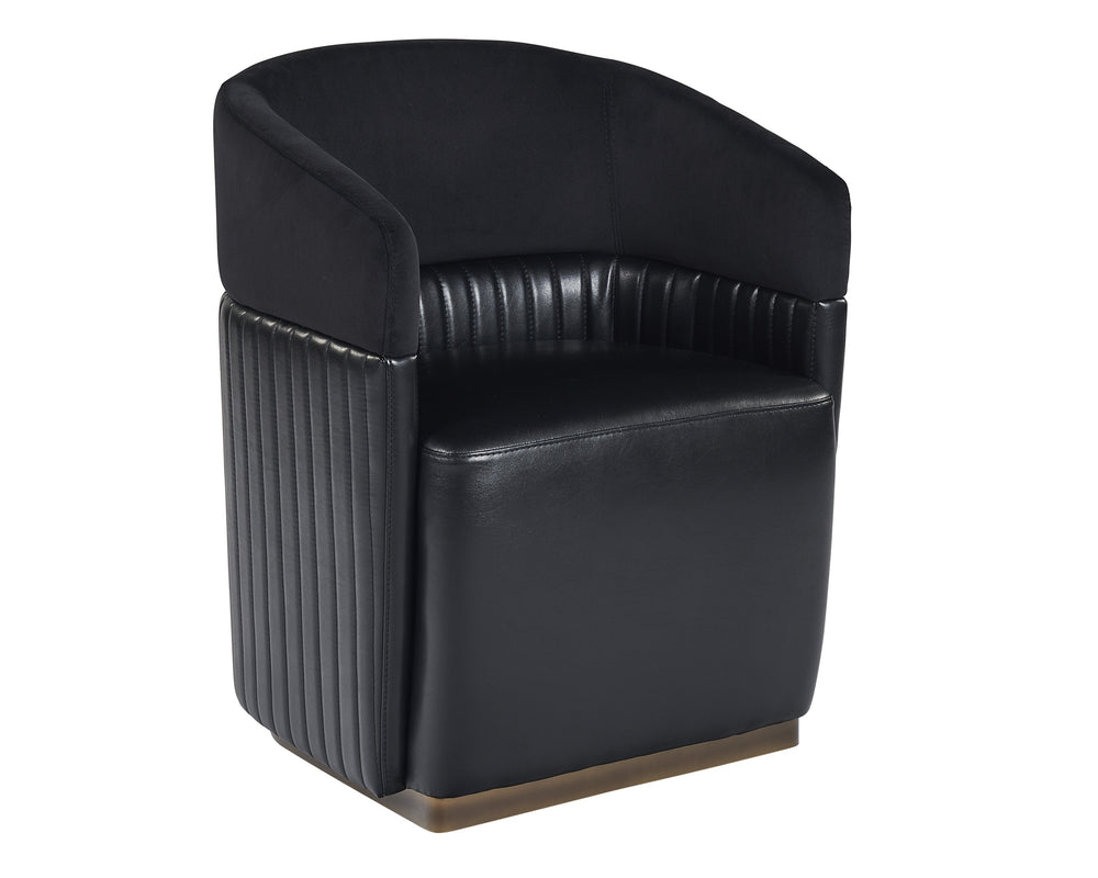 Sunpan Genval Modern Wheeled Lounge Chair with Brass Frame & Unique Tufted Design – Stylish Comfort!