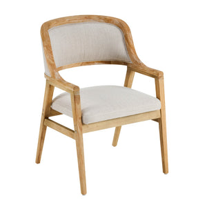 English Elm Mid-century Modern Upholstered Dining Arm Chairs with Rubberwood Frame Set of 2 Beige,Natural N768P382497N