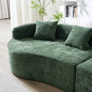 English Elm 111" L Shaped Cloud Sofa Plush Chenille Upholstered High Density Foam Apartment Living Room Green W1669S00056