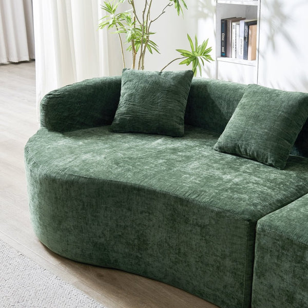 English Elm 111" L Shaped Cloud Sofa Plush Chenille Upholstered High Density Foam Apartment Living Room Green W1669S00056