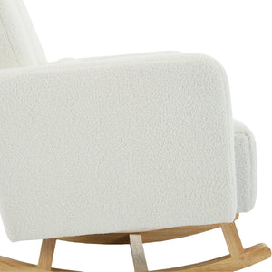 English Elm Christopher Knight Home® - Accent Rocking Chair In Cream White Teddy Velvet - Luxurious Comfort, Ergonomic Support & Style! N765P263906W