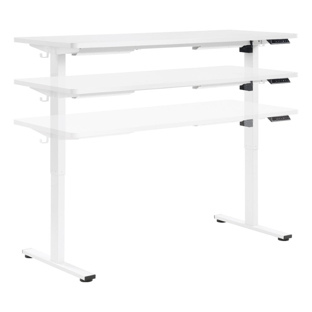 OSP Home Furnishings Primo Electric Sit Stand Desk with Laminate Top and Heavy Duty Steel Frame for Home Office 59"W PMO6024-WH