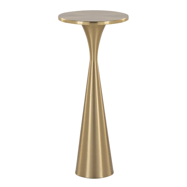 English Elm 22" Hourglass Metal Accent Table Sculptural Brass Finish for Living Room or Lounge B202P223388